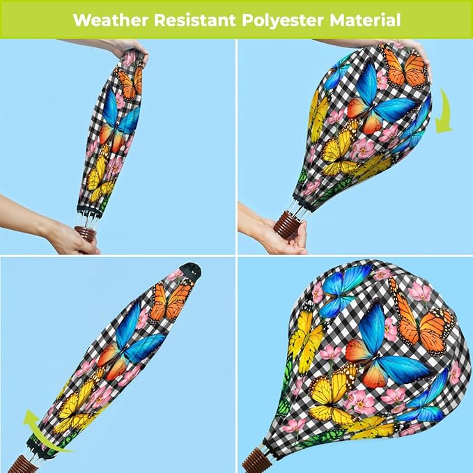 Briarwood Lane Checkered Butterflies Hot Air Balloon Spinner