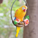 Parrot Decoration | Garden Sculpture Wall Decorations | Innovative Iron Ring Hanging Bird Statue-A