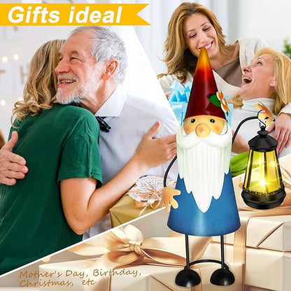 Solar Santa Claus Statue Garden Stake Lights forYard,Porch,Patio,Lawn,Solar Christmas Gnome Gifts for Women,Mothers Day,Christmas Housewarming