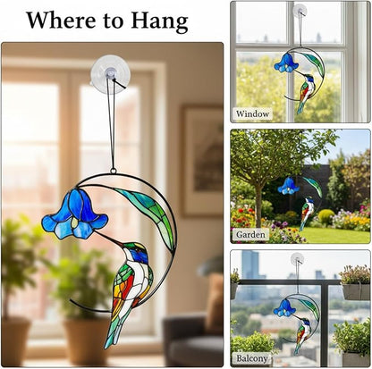 Hummingbird Gifts for Women, Hummingbird Sun Catcher for Window Hanging, Mothers Day for Mom Grandma Bird Lovers, Spring Suncatcher Garden Decor for Indoor Outdoor Windows(4)