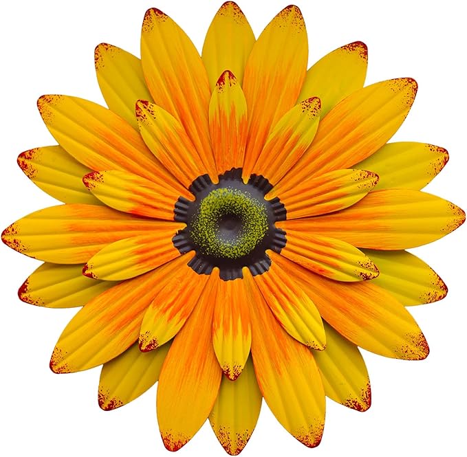 AHYS Metal Flowers Wall Decor Indoor Outdoor Metal Wall Art for Home Farmhouse Living Room Bedroom Bathroom Garden Decorations - Sunflower