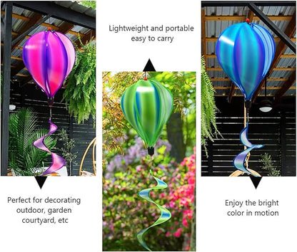 timecity 3pcs Hot Air Balloon Wind Spinner Colorful Garden Pinwheels Whirligigs Wind Spinner Windmill Striped Tie dye Windsock Rotating Sequins Windmill Wind Twister Hanging Decor