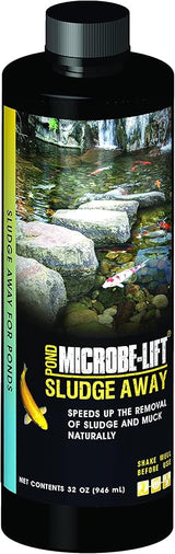 MICROBE-LIFT Sludge-Away Pond and Outdoor Water Garden Sludge Remover, Safe for Live Koi Fish, Plant Life, and Décor (32 Ounces)