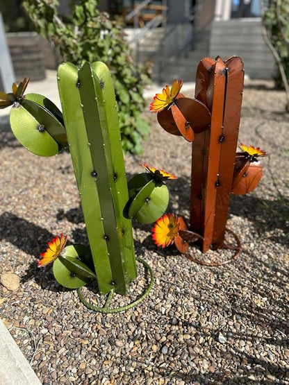 Metal Saguaro Cactus - Garden Art (Olive)
