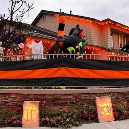 Fall Bunting Thanksgiving Day Décor Autumn Banner Halloween Bunting Flag- 3 Stripe Orange & Black Bunting Flags Trick or Treat Decor Outside Wall Garden Porch Indoor Home - 24" x 240"