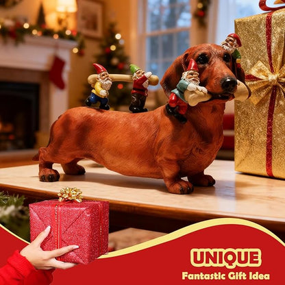 Sunthus Dachshund Garden Gnomes Statues Outdoor Funny Decorations Yard Weiner Decor