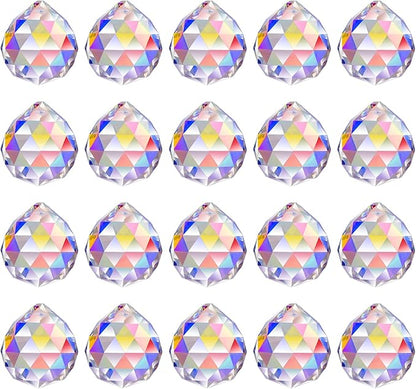 MerryNine 30mm/1.18" 20pack Crystal Ball Prism Sunshine Catcher Rainbow Pendants Maker, Hanging Crystals Prisms for Windows, for Feng Shui, for Gift (AB Color)