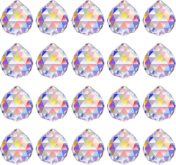MerryNine 30mm/1.18" 20pack Crystal Ball Prism Sunshine Catcher Rainbow Pendants Maker, Hanging Crystals Prisms for Windows, for Feng Shui, for Gift (AB Color)