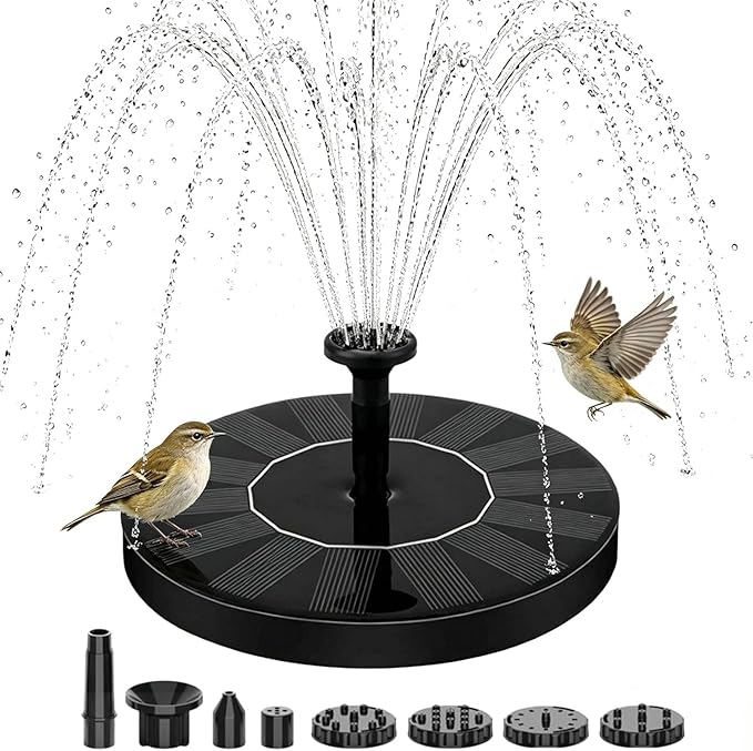 2026 New Solar Fountain for Bird Bath, Floating Mini Solar Water Fountain with 6 Nozzles for Garden, Pond, Pool, and Outdoor (3, 5.1in)
