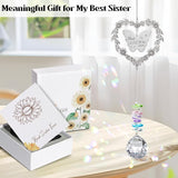 Suncatcher Gift for Sister Birthday, Best Sister Ever Crystal Hanging Ornament, Unique Sun Catcher for Indoor Windows, Heart Shaped Rainbow Maker