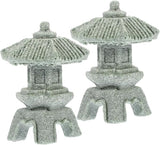 Yardwe 4pcs Miniature Sandstone Pagoda Statues Zen Decor for Use Japanese Lantern Sculptures for Bonsai and Aquariums