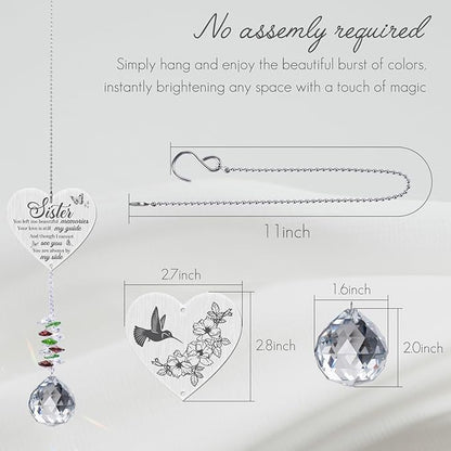 Memorial Gifts for Loss of Sister, Sympathy Crystal Suncatcher,Loss of Sister Sympathy Gifts,Hanging Crystals Ornament for Window Rainbow Maker Prisms Home Decor Gift