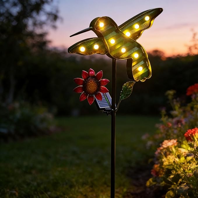 Solar Lights Outdoor Garden Stakes, Waterproof Hummingbird Lights Gifts for Women Mum and Metal Bird Decorative LED Lanterns for Yard, Patio (Hummingbird) (Hummingbird)