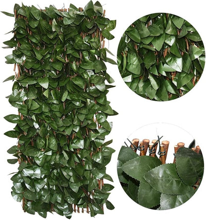 GLANT Expandable Fence Privacy Screen for Balcony Patio Outdoor,Decorative Faux Ivy Fencing Panel,Artificial Hedges (Single Sided Leaves) (1, Dark Green)