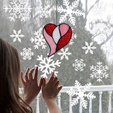 Red Heart Suncatchers Stained Glass Window Hanging, Handmade Heart Ornaments, Birthday Gift for Grandma Mom Sister Aunt,Valentines Day Gift