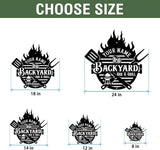MeMate Backyard Sign and Decor Outdoor, Customized Backyard Bar and Grill Metal Sign, Personalized Outdoor Metal Signs, Large Plaque Wall Hanging Art for Patio, Men Caves, Restaurants