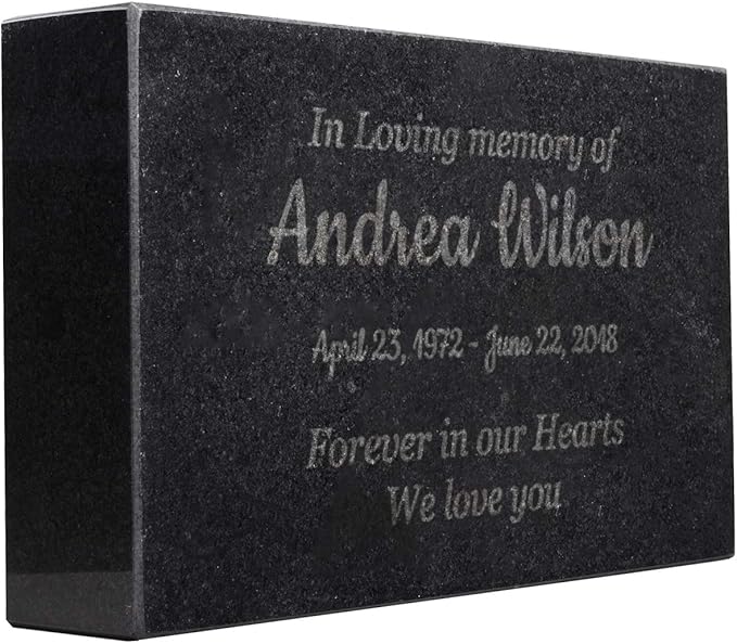 Customized In Loving Memory Black Granite Memorial or Sympathy Gift. Offered in a Variety of Sizes to Meet your Needs and Budget (10 x 6 x 2")
