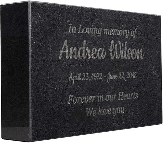 Customized In Loving Memory Black Granite Memorial or Sympathy Gift. Offered in a Variety of Sizes to Meet your Needs and Budget (10 x 6 x 2")