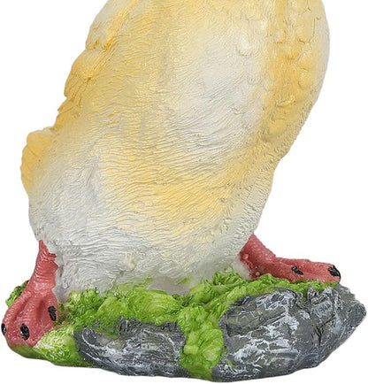 Duck Statue, Resin Goose Statue Front Porch Garden Decor for Outside Imitation Wood Carving Funny Animal Garden Statue Duck Sculpture Art Decor for Porch Patio(Yellow)