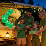 St. Patrick's Day Solar Shamrock Wind Chimes, Green Shamrock Solar Lights Outdoor Mobile Wind Chime for Party Window Garden Yard Decorations, Birthday Irish Gifts for Mom Women Grandma