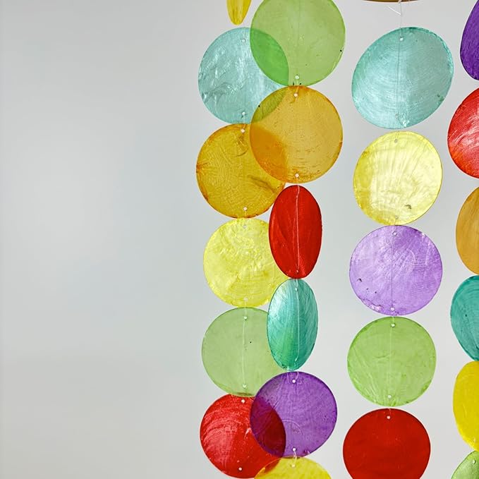 Wind Chimes for Outside Handcrafted Rainbow Dream Catchers Capiz Shells Seashell Sea Glass Arts Windchime Beach Coastal Crafts Garden Decor Gardening for Women Patio Finds
