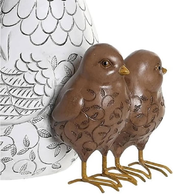 Resin Chicken Statues, Chicken Figurine Ornament Sculpture Decorations for Indoor Outdoor Porch Patio Flower Bed Home Bookshelf Lawn Backyard Landscape, 8.3" H × 8.3" L × 6.3" W