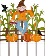 Glitzhome 5-Piece Modular Yard Stake Set, 41.5 Inch Scarecrow & Corn Fall Decor - Rust-Proof Metal Farmhouse Outdoor Decor for Thanksgiving Harvest