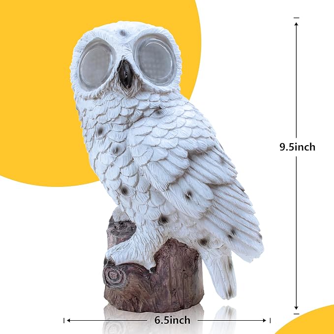 Solar Owl Garden Statue with Led Lights Waterproof Outdoor Decorative Lamp with Moving Eyes, Perfect Unique Gift for Women, Moms, Garden Lovers Ideal for Yard Patios and Lawns