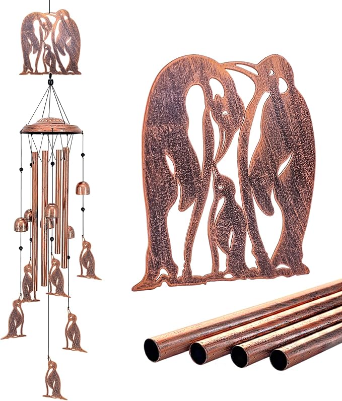 Penguin Wind Chimes for Outside,Penguin Gifts for Women Men/Memorial Gifts/Birthday Gift Metal windchimes Outdoors/Indoors,Garden Decor,Patio,Home,Porch,Yard Decorations