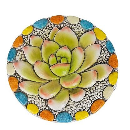 Succulent Pattern Cement Stepping Stones Outdoor - Stepping Stones Pavers for Outside Walkway Stones Multicolored Outdoor Decorative Stone for Garden 0.75 * 10 * 10 Inch