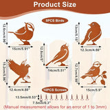 5PCS Metal Birds Fence Decoration, Outdoor Rusty Birds Garden Sculptures and Yard Art, Craft Statue Ornaments Rustic Farmhouse Garden Decor (Style 2)
