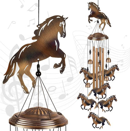 Horses Wind Chimes for Garden/Home/Balcony/Lawn/Tree/Yard/Indoor/Outside Decoration, Retro Wind Catcher, Bronze Horse Decor, Blessing Wind Bells, Memorial WindChimes Gifts for Mom, Grandma, Woman