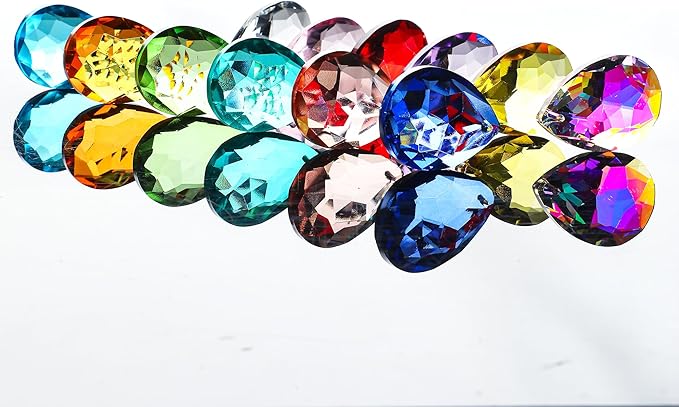 H&D HYALINE & DORA 10pcs Bauhinia Crystal Suncatcher Prisms Chandelier Beads Replacement 38mm Hanging Crystals Ornament Pendant for Window Wedding Party Decor,Blue