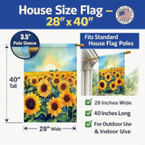 Caroline's Treasures Kansas Sunflowers in Watercolor House Flag Large Porch Sleeve Pole Decorative Outside Yard Banner Artwork Wall Hanging, Polyester, House Size, Multicolor