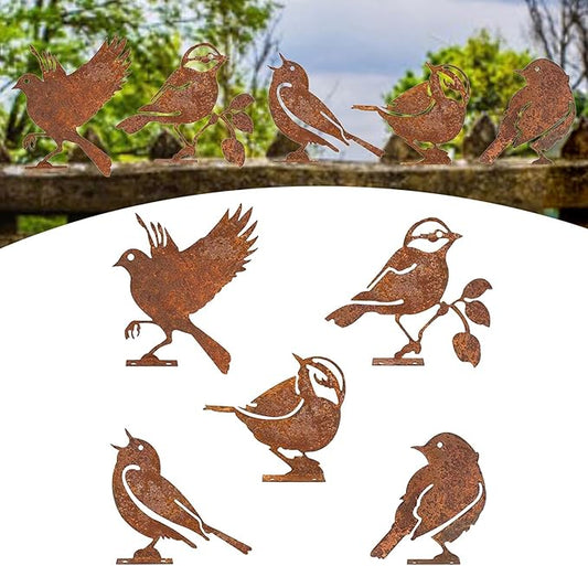 5X Iron Bird Decoration Metal Gardening Ornaments Photo Props Yard Adornment Bird Ornaments for Fences Patio Decor, Style A