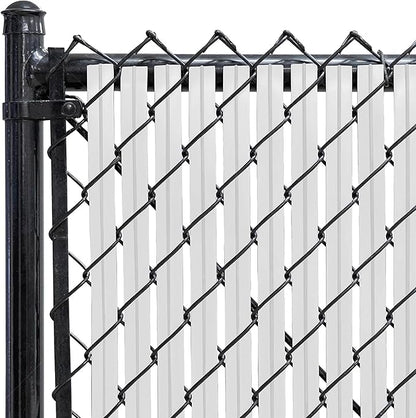 Chain Link Fence Privacy Blade Slates with Bottom Lock 8x10 Ft White for Gardening, Privacy, Outdoor Wall, Balcony, Patio, Yard, Safety Fence Screen Cover for Dog, Cat, Pet Hedge Slats