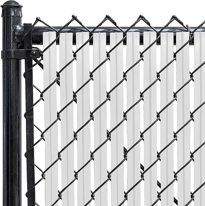 Chain-Link Fence Blade Slats with Bottom Lock (6-ft, White)