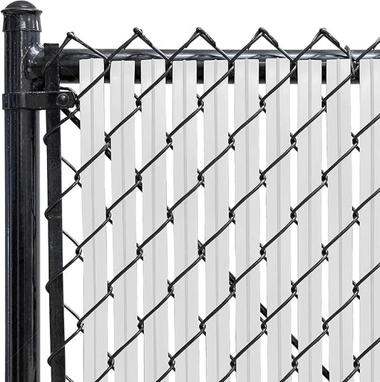 Chain-Link Fence Blade Slats with Bottom Lock (6-ft, White)
