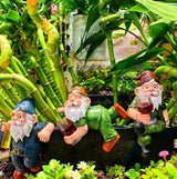 3-piece Fairy Garden Gnome Set, Beer-Drinking Gnome Resin Statue, Outdoor Decorative Item (Colorful)