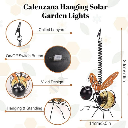 Calenzana Orange Bee Outdoor Solar Garden Light, Waterpoof Hanging Solar Light for Yard Patio Backyard Porch, Gifts for Women Mom Grandma