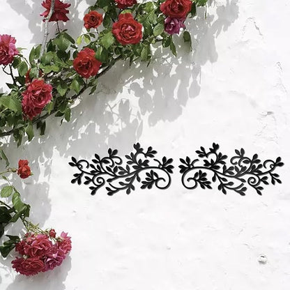 CREATCABIN Black Metal Vine Wall Decor Metal Leaf Wall Art Iron Symmetry Silhouette Tree Leave Plant Sculpture Artwork Sign Ornament Decoration for Living Room Office Garden Balcony 7.9 x 3.9 Inch