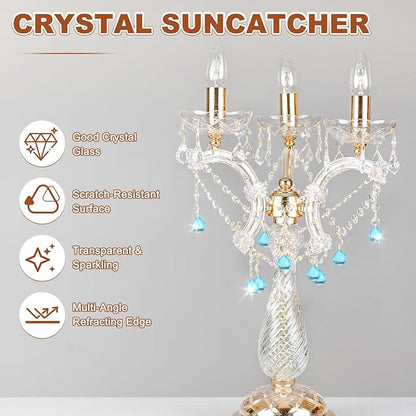 M METERXITY 10-Pack Crystal Ball Prisms, 24mm/0.94 Inch Chandelier Pendant Maker Hanging Crystals Chandelier Prisms for Home/Windows/Garden/DIY Decoration[Blue]