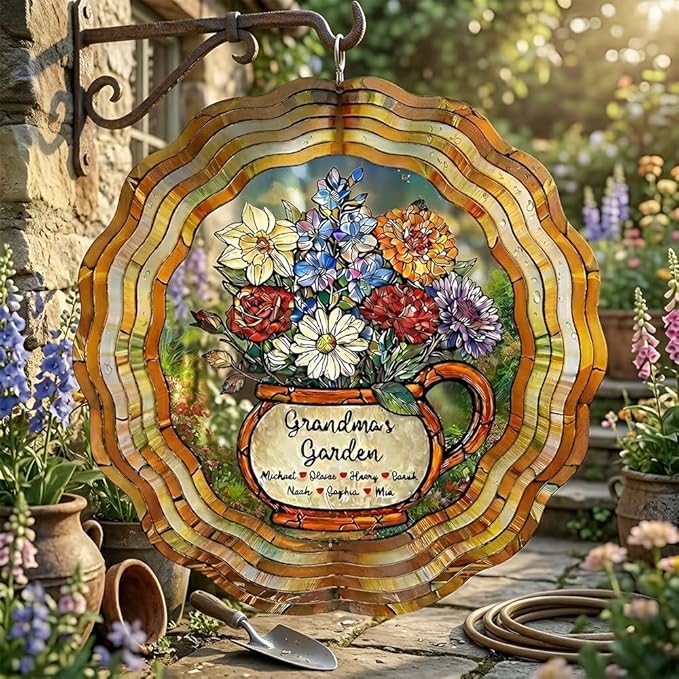 Personalized Mother's Day Wind Spinner for Mom Grandma, Mama Grandma Gifts Mothers Day Christmas, Floral Garden Decor Gift, Outdoor Yard Hanging Ornament 5
