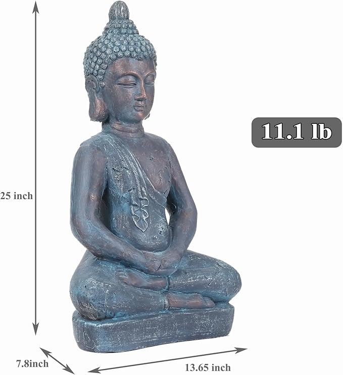 25" Large Buddha Statue Outdoor Indoor, Buddha Statues for Garden, Meditating Buddhist Statues for Home Decor, Zen Decor Buda Statue