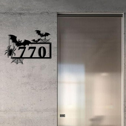 Personalized Gothic House Number metal Signs,Custom Address Number Metal Wall Art Decor,Black Plaques Outdoor wall Decorative Signage,Shed(8-30 Inches) (Spider C)