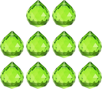 M METERXITY 10-Pack Crystal Ball Prisms, 24mm/0.94 Inch Chandelier Pendant Maker Hanging Crystals Chandelier Prisms for Home/Windows/Garden/DIY Decoration[Green]