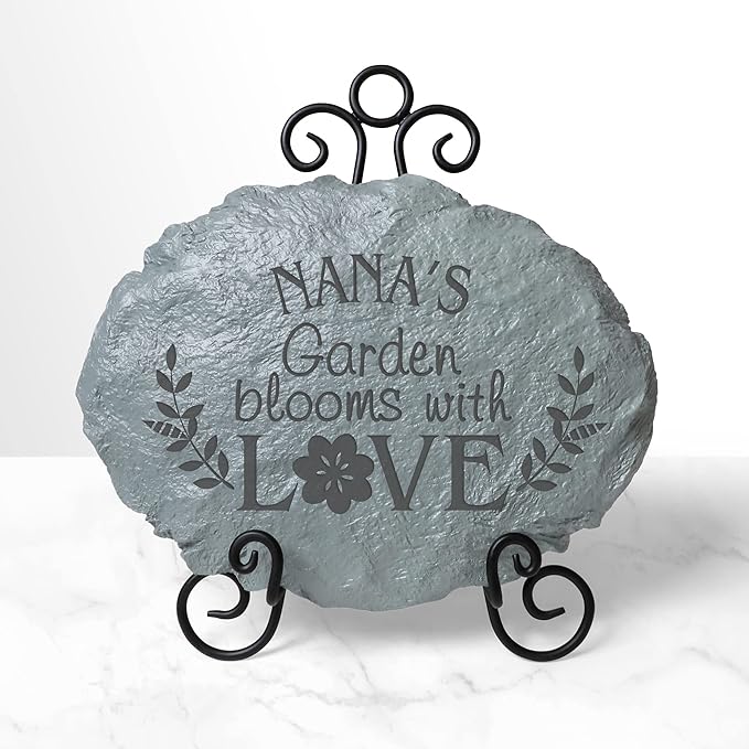 Let's Make Memories Personalized Blooms with Love Garden Large Garden Stones – for Mom/Kids or Grandma/Grandkids – Customize with Title & Names