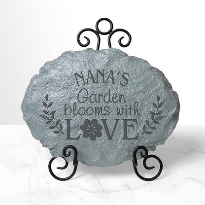 Let's Make Memories Personalized Blooms with Love Garden Large Garden Stones – for Mom/Kids or Grandma/Grandkids – Customize with Title & Names