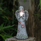 Rezpuao Solar Angel Statue - Garden Sculpture with Resin Decor for Patio, Lawn, Yard, Porch - Housewarming Gift, 10.03"
