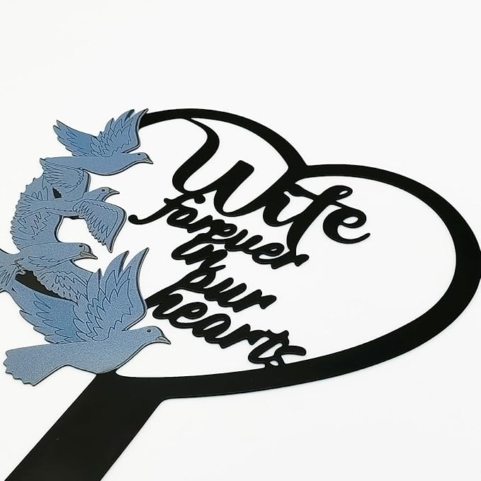 HPMAISON 11 inch Metal Wife Memorial Stake Grave Decorations for Cemetery Gravesite Sympathy Markers Waterproof Memorial Gifts for Loss of Wife Tombstones Plaque Outdoors Lawn Yard Decor